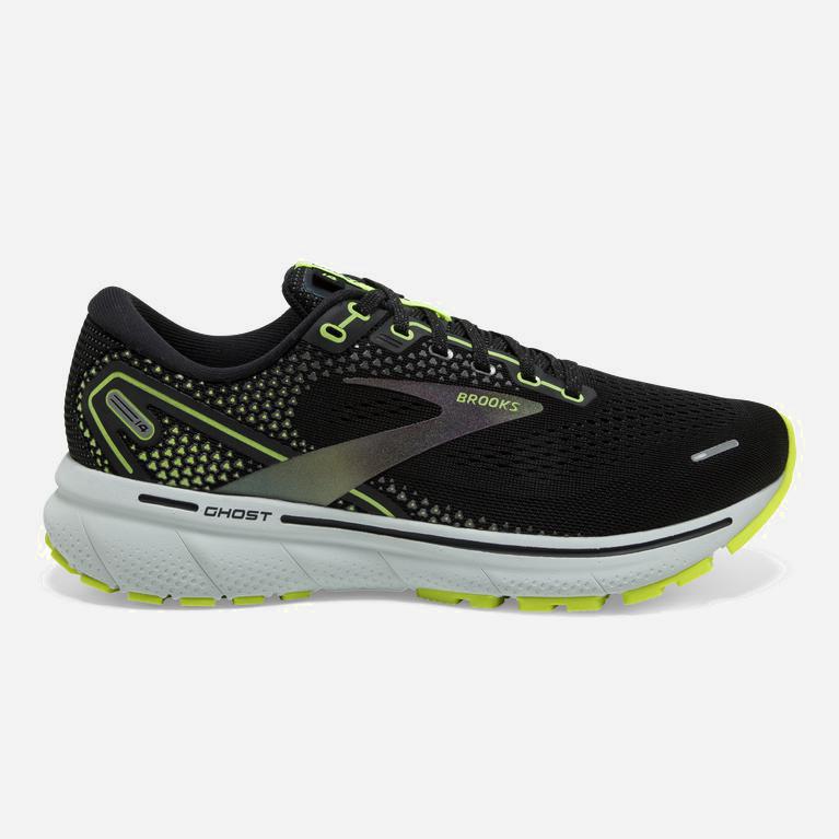 Brooks Ghost 14 Mens Cushioned Road Running Shoes - Black/Nightlife/GreenYellow/Blue - Philippines (